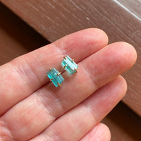 Raw Paraiba Tourmaline Stud Earrings, October Birthstone Earrings