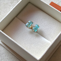 Raw Paraiba Tourmaline Stud Earrings, October Birthstone Earrings