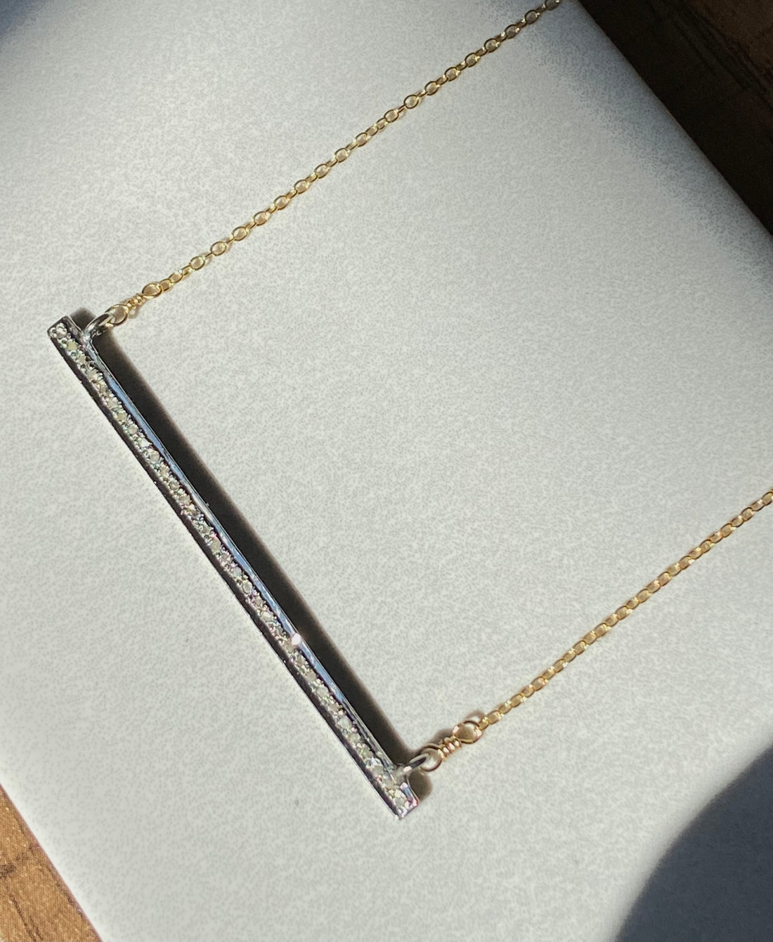 Pavé Diamond Bar Necklace, Bridal Necklace, April Birthstone Necklace