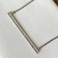 Pavé Diamond Bar Necklace, Bridal Necklace, April Birthstone Necklace