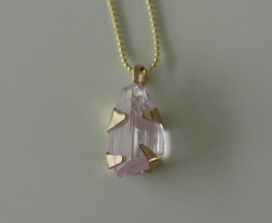 Raw Lavender Pink Kunzite Pendant Necklace