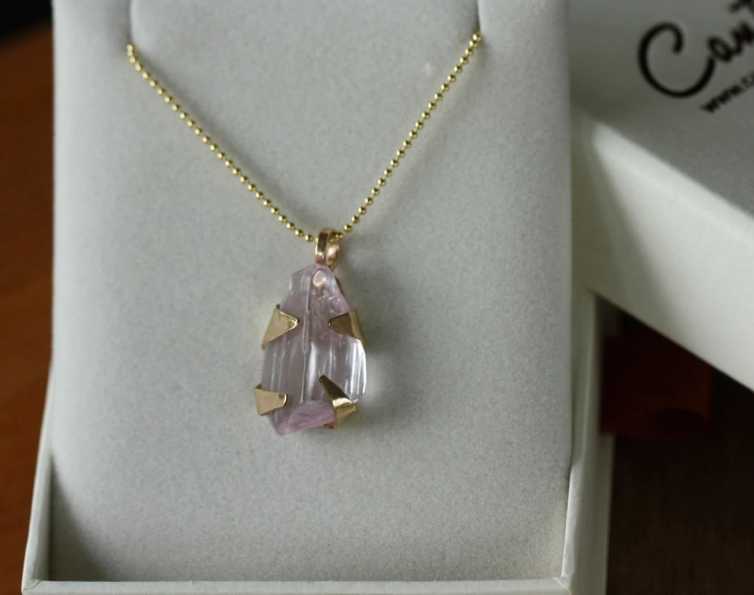 Raw Lavender Pink Kunzite Pendant Necklace