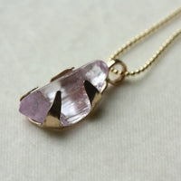 Raw Lavender Pink Kunzite Pendant Necklace
