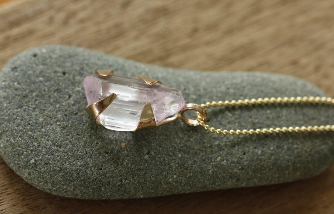 Raw Lavender Pink Kunzite Pendant Necklace