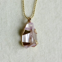 Raw Lavender Pink Kunzite Pendant Necklace