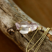 Raw Lavender Pink Kunzite Pendant Necklace