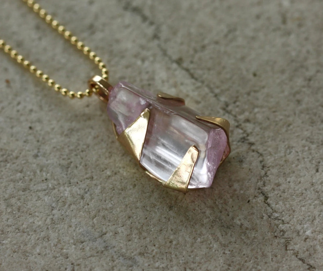 Raw Lavender Pink Kunzite Pendant Necklace