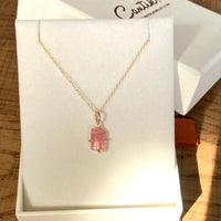 Raw Pink Tourmaline Pendant Necklace, October Birthstone Necklace