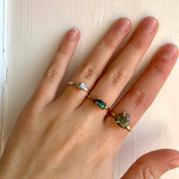 Green Watermelon Tourmaline Slice Ring, October Birthstone Ring