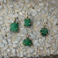 Raw Emerald Pendant Necklace, May Birthstone Necklace