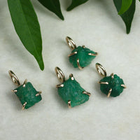 Raw Emerald Pendant Necklace, May Birthstone Necklace