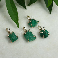 Raw Emerald Pendant Necklace, May Birthstone Necklace