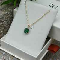 Raw Emerald Pendant Necklace, May Birthstone Necklace