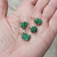 Raw Emerald Pendant Necklace, May Birthstone Necklace