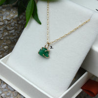 Raw Emerald Pendant Necklace, May Birthstone Necklace