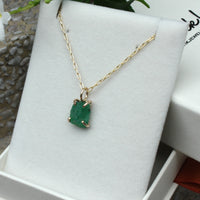 Raw Emerald Pendant Necklace, May Birthstone Necklace