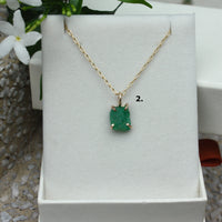 Raw Emerald Pendant Necklace, May Birthstone Necklace