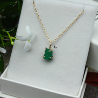Raw Emerald Pendant Necklace, May Birthstone Necklace