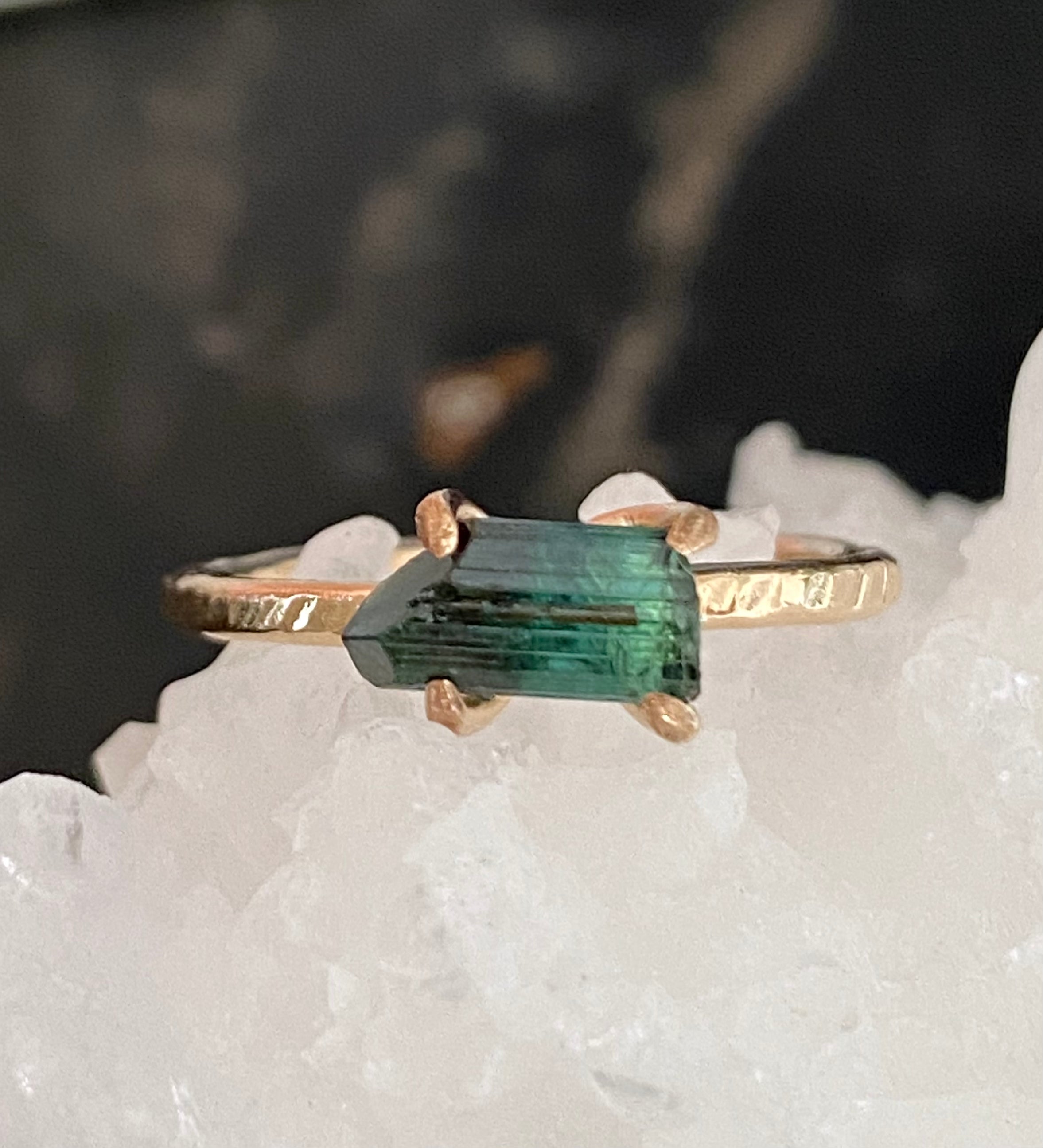 Raw tourmaline store ring