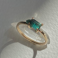 Raw Indicolite Blue Tourmaline Ring, October Birthstone Ring
