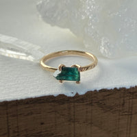 Raw Indicolite Blue Tourmaline Ring, October Birthstone Ring