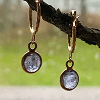 Iolite Textured Hoop Earrings, September Birthstone Earrings