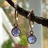 Iolite Textured Hoop Earrings, September Birthstone Earrings