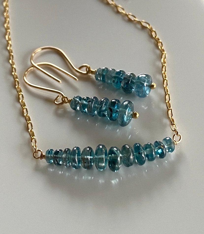 Orissa Teal Blue Kyanite Bar Necklace