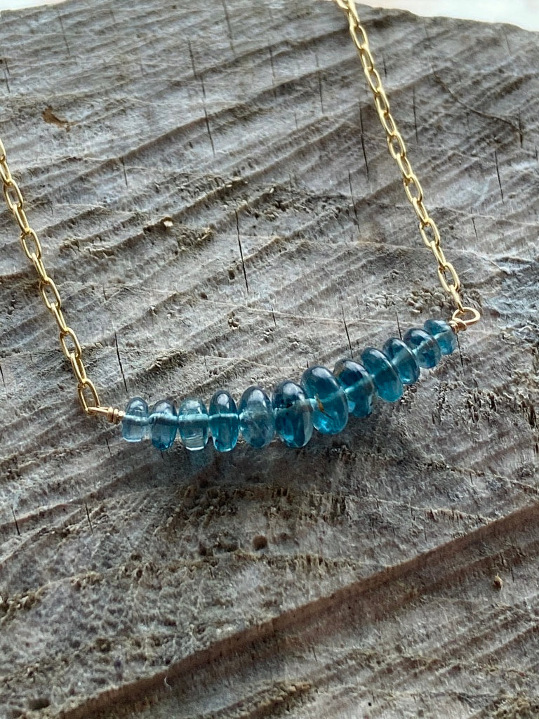 Orissa Teal Blue Kyanite Bar Necklace