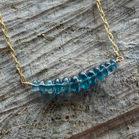 Orissa Teal Blue Kyanite Bar Necklace