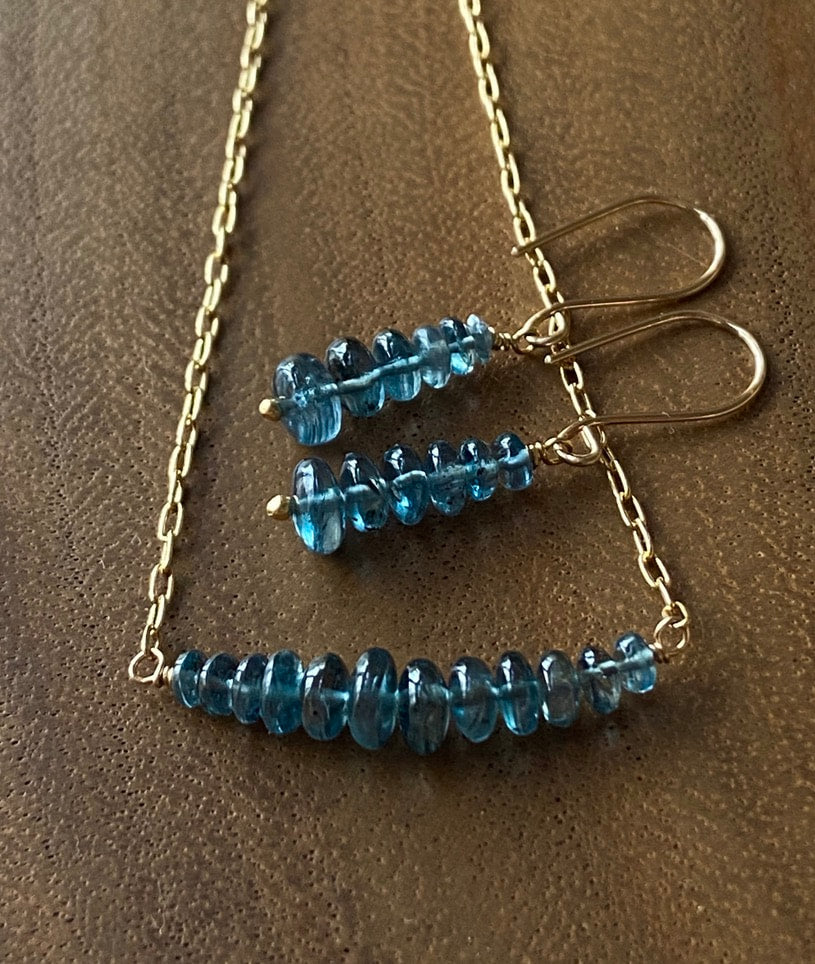 Orissa Teal Blue Kyanite Bar Necklace