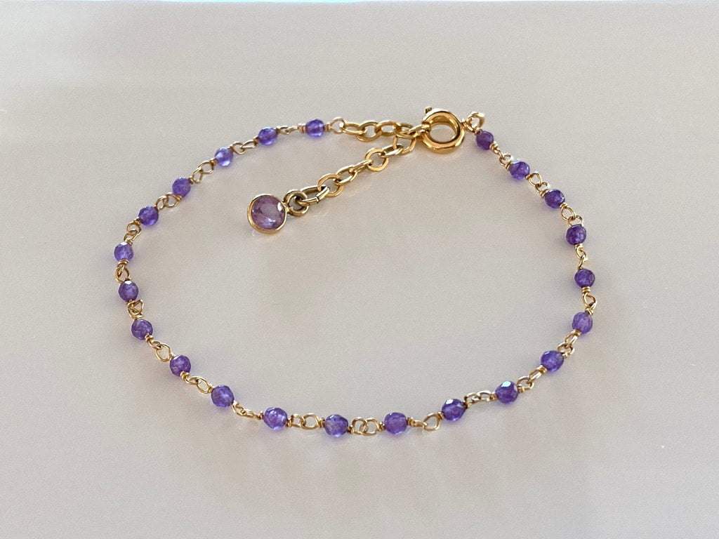 Amethyst Rosary Bracelet, February Birthstone Bracelet