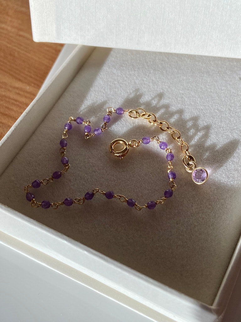 Amethyst Rosary Bracelet, February Birthstone Bracelet