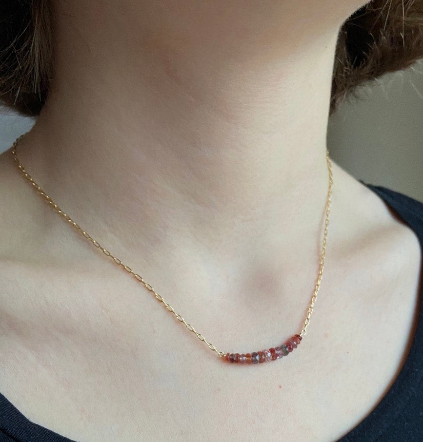 Multi-colored Natural Spinel Bar Necklace