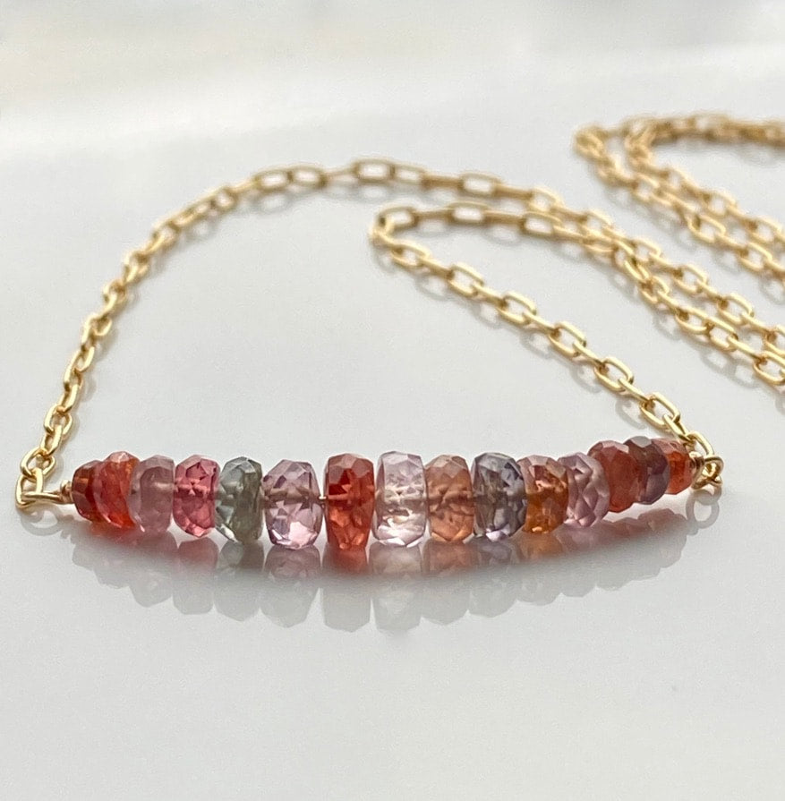 Multi-colored Natural Spinel Bar Necklace