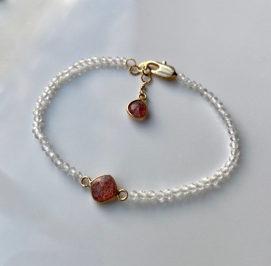 Sunstone and Quartz Crystal Bracelet