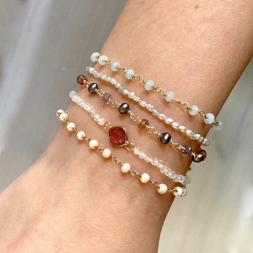 Sunstone and Quartz Crystal Bracelet