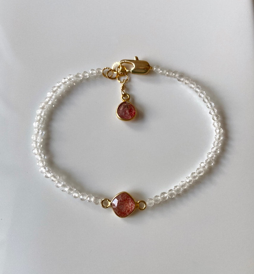 Sunstone and Quartz Crystal Bracelet