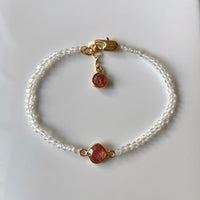 Sunstone and Quartz Crystal Bracelet