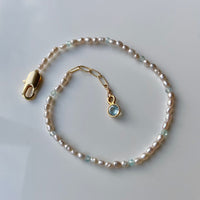 Sky Blue Topaz and Rice Pearl Bracelet
