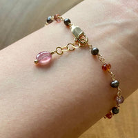 Multi Color Spinel, Mozambique Sapphire and Pearl Rosary Bracelet