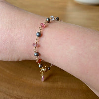 Multi Color Spinel, Mozambique Sapphire and Pearl Rosary Bracelet