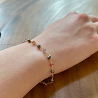 Multi Color Spinel, Mozambique Sapphire and Pearl Rosary Bracelet