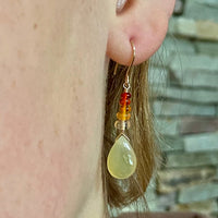 Mexican Fire Opal and Yellow Opal Earrings