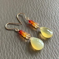 Mexican Fire Opal and Yellow Opal Earrings