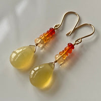 Mexican Fire Opal and Yellow Opal Earrings