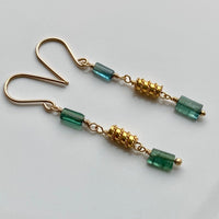 Long Indicolite Tourmaline Earrings
