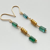 Long Indicolite Tourmaline Earrings