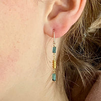 Long Indicolite Tourmaline Earrings