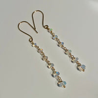 Ethiopian Opal Long Chain Earrings, October Birthstone Earrings